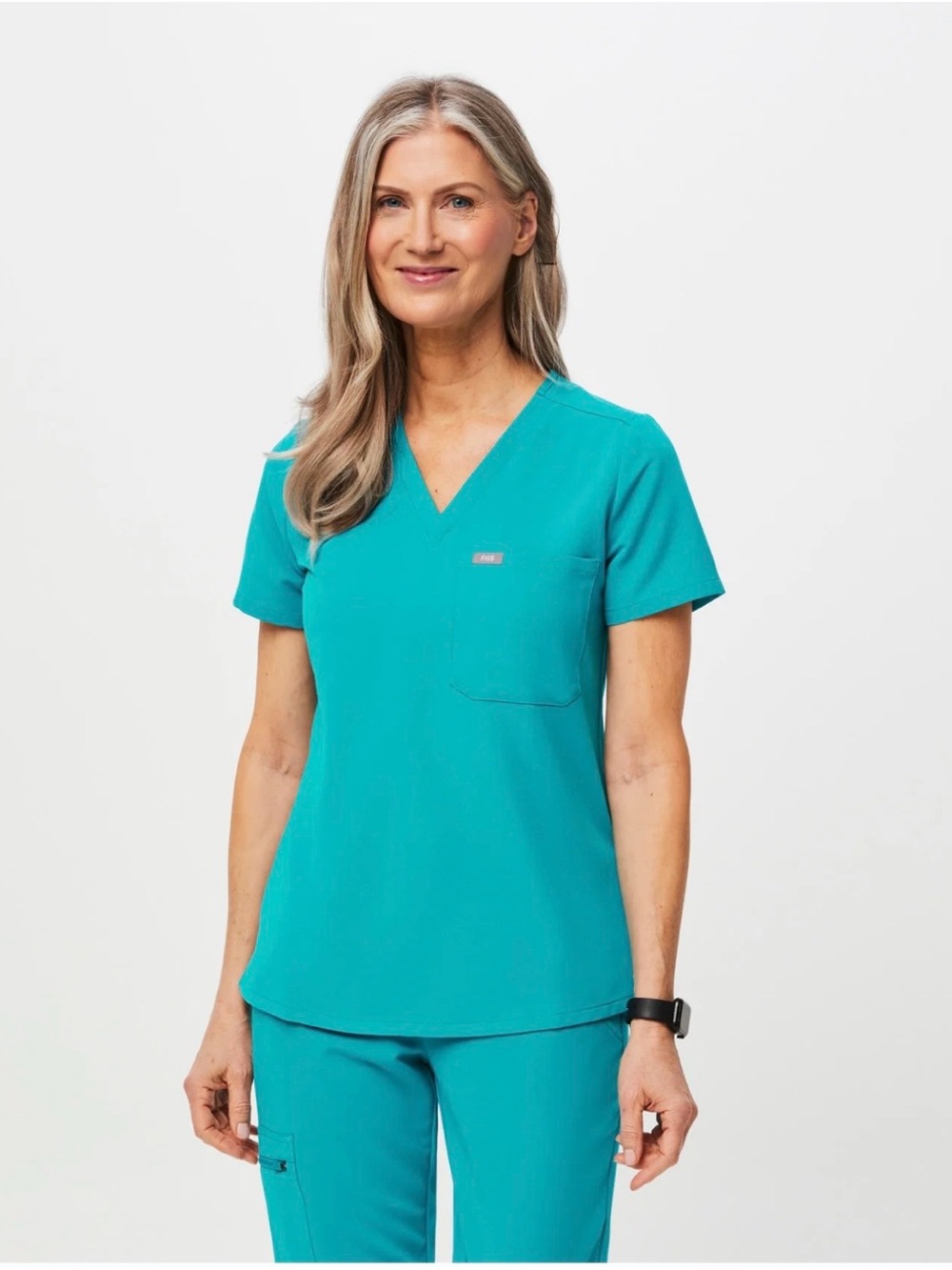 Figs Teal V-Neck Scrub Top